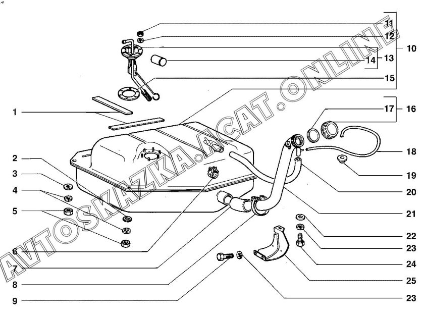 Топливный бак ВАЗ 2102 схема