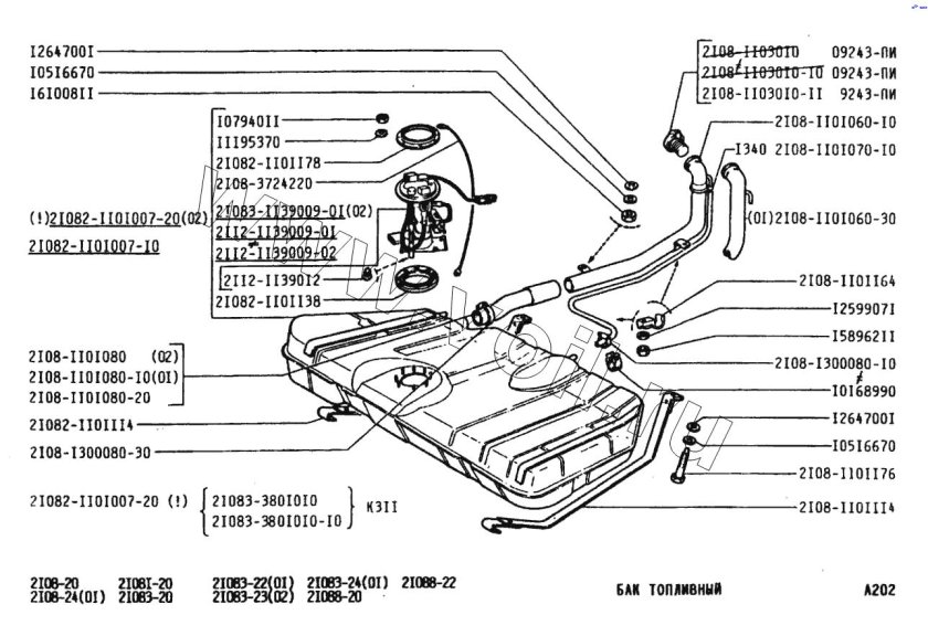 Топливный бак ВАЗ 2108 инжектор