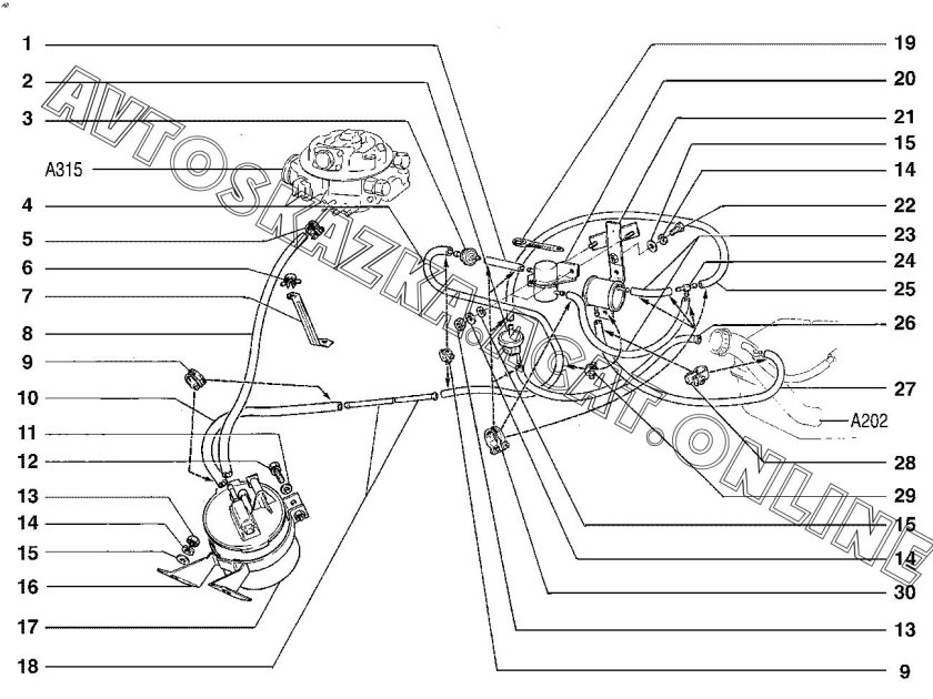 Схема топливной системы ВАЗ 2104 инжектор