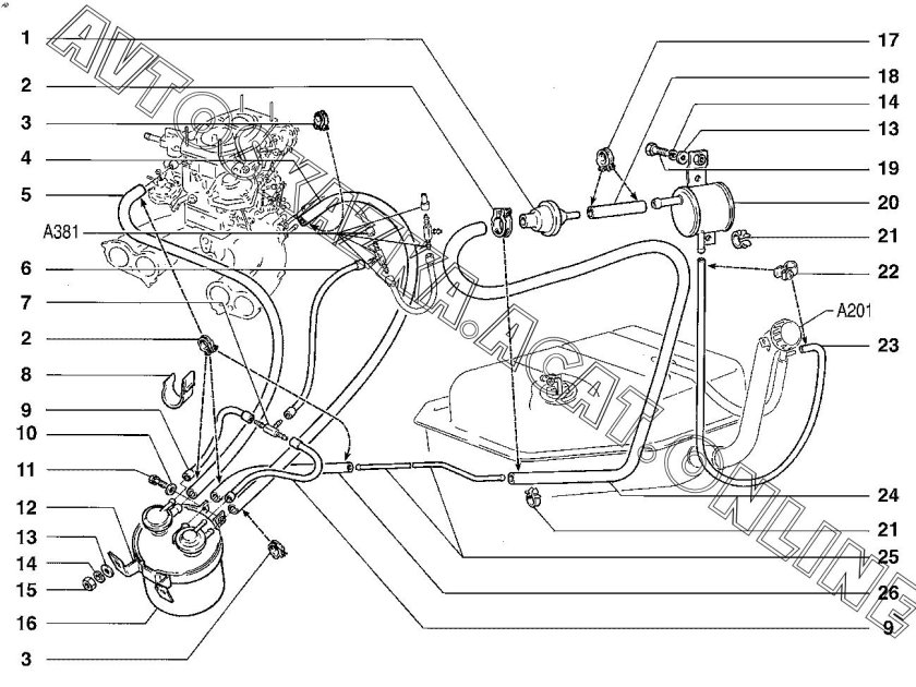 Бак топливный ВАЗ 2104 инжектор схема