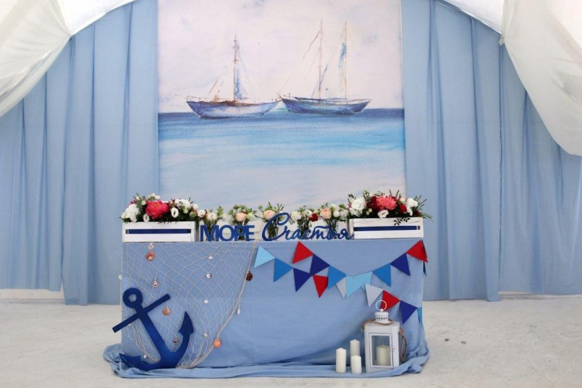 Украшение зала в морской тематике