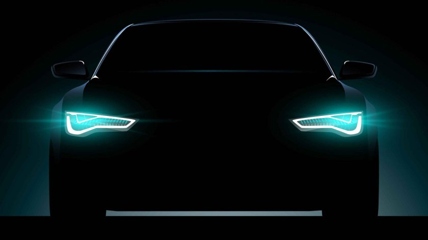 Силуэт машины на черном фоне