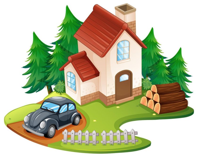 Дом и машина вектор