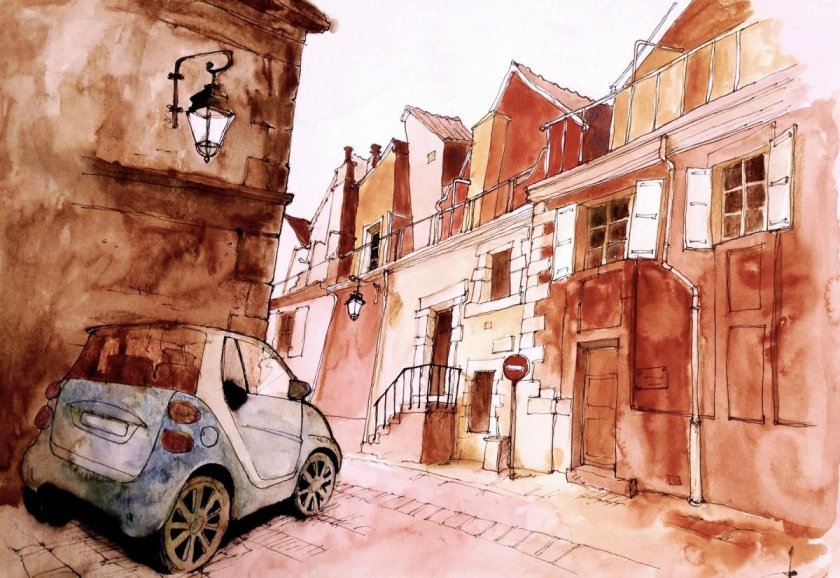 Город акварелью