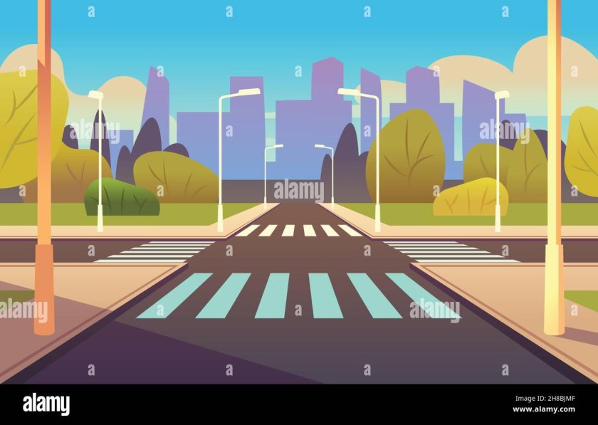 Нарисованный город с дорогой