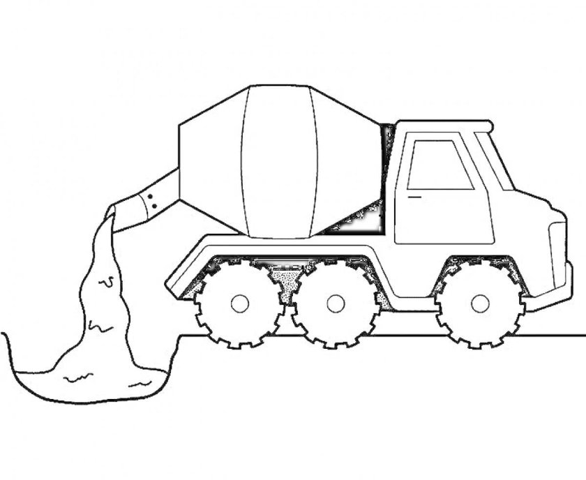 Раскраска машинки бетономешалка