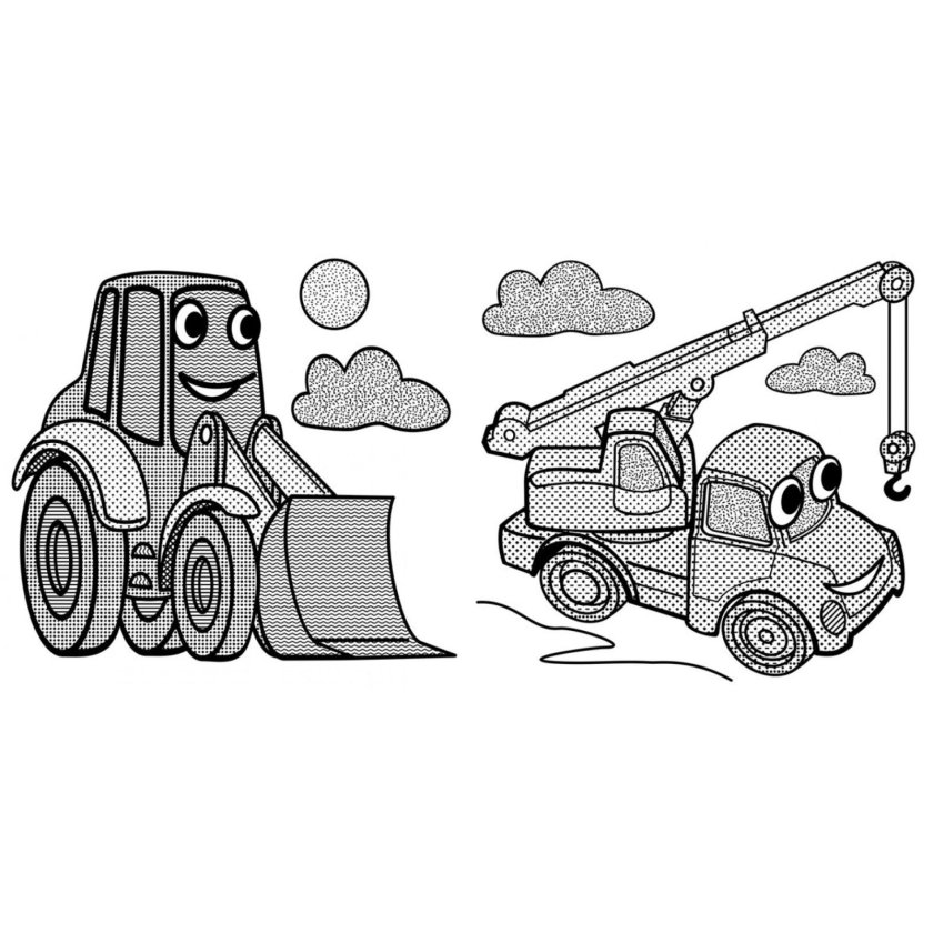 Бетономешалка раскраска для детей