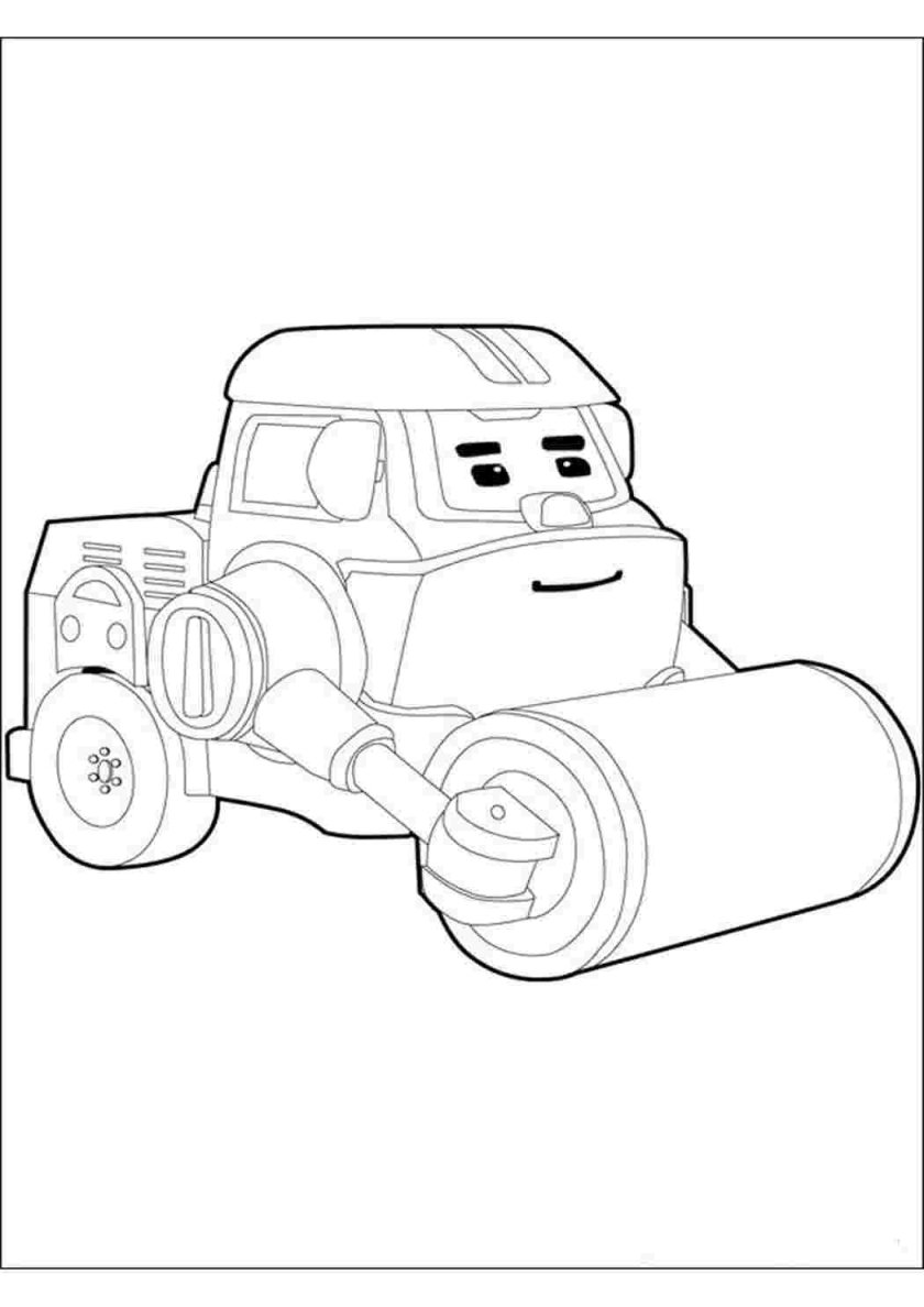 Робокар Поли раскраска бетономешалка