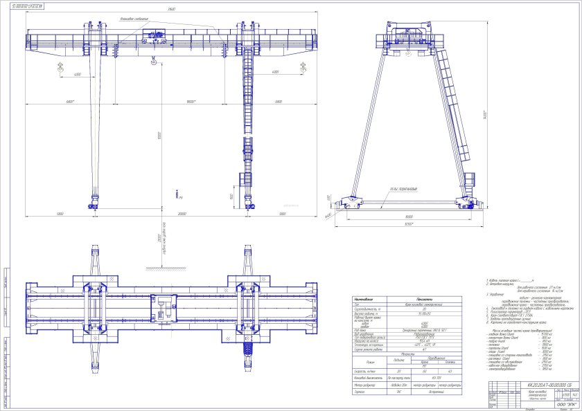 Козловой кран ККС-10-32 чертеж