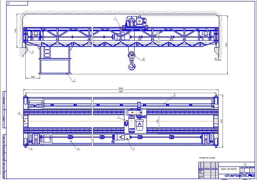 Мостовой кран 10 тонн чертежи