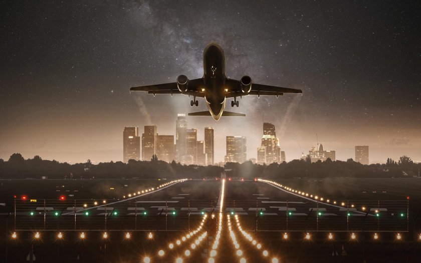 Ночной город с самолета