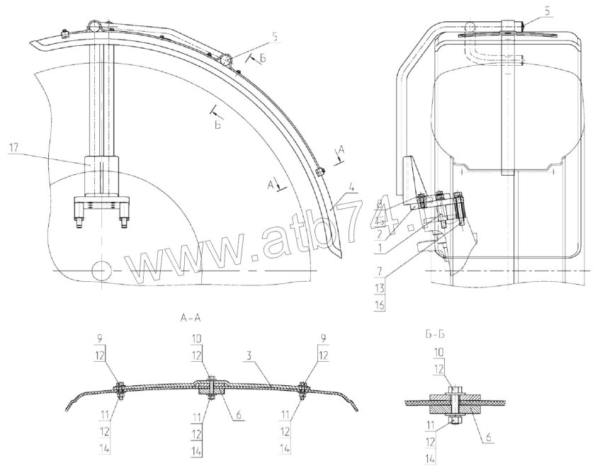 Крепление переднего крыла МТЗ 1221