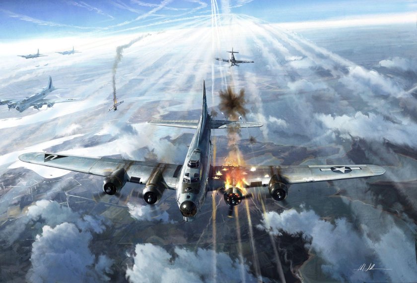 B17 летающая крепость подбитый