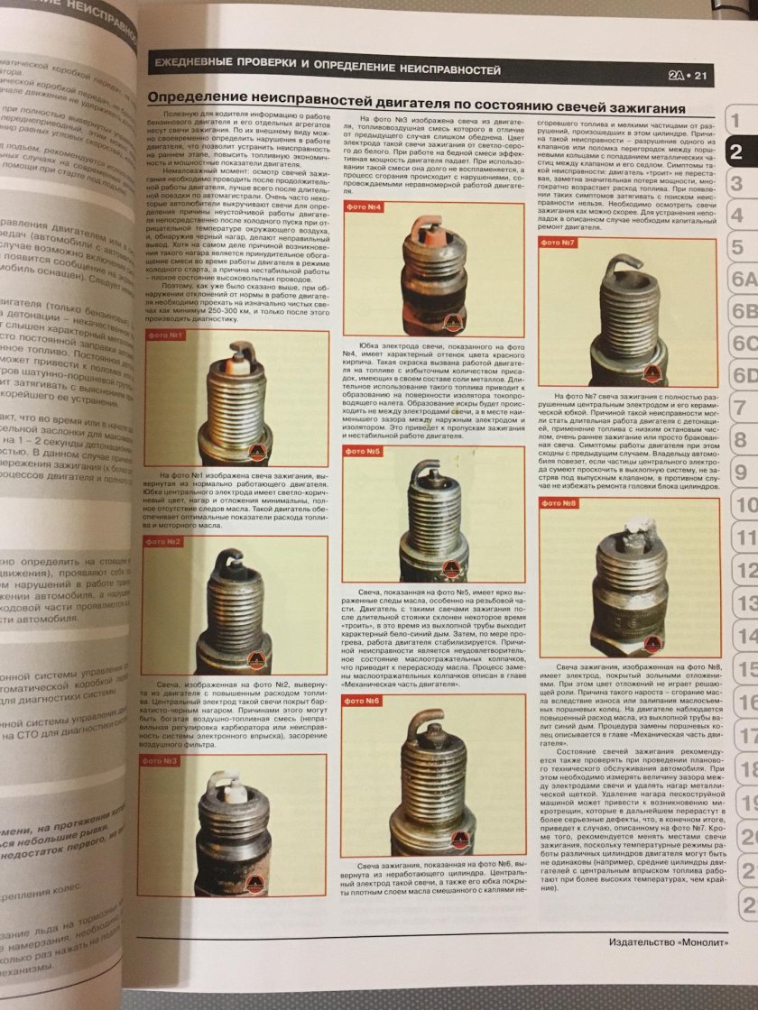 Определить по свечам зажигания состояние двигателя