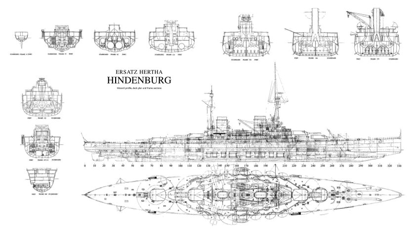 Линейный крейсер Гинденбург чертеж