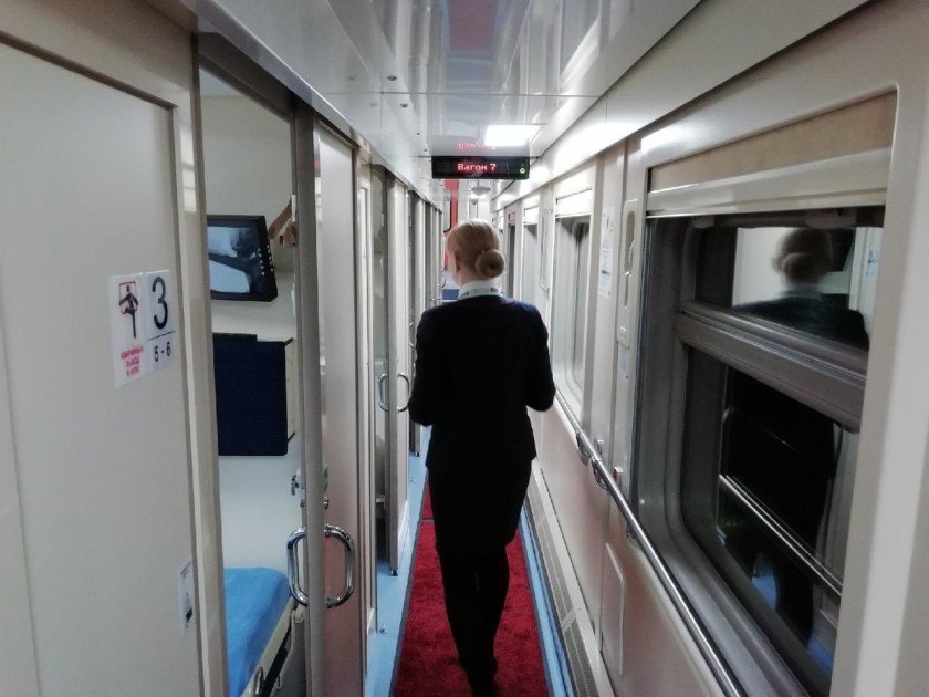 РЖД 2 этажный поезд купе