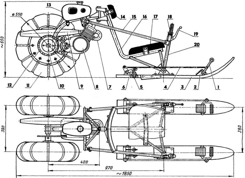 Аэросани с двигателем Лифан 15 л.с