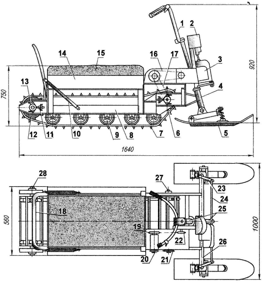 Снегоход из бензопилы Урал чертежи