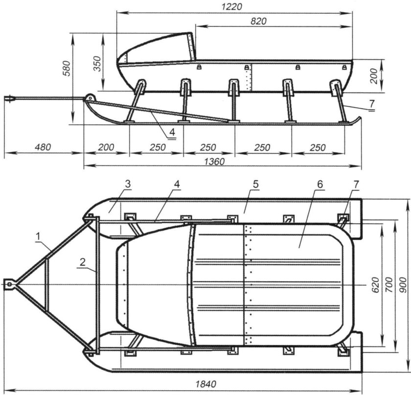 Миниснегоход Рыбак 2м чертежи