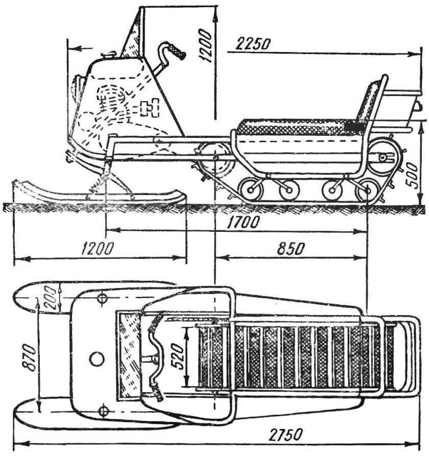 Ширина гусеницы снегохода Рыбак 2м