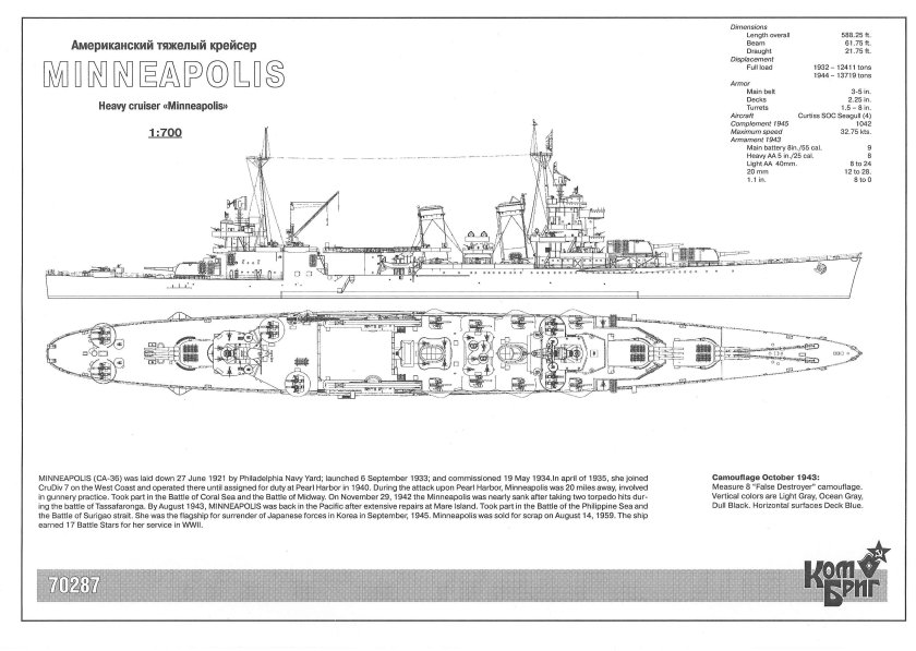 Тяжелый крейсер Нортхэмптон чертежи