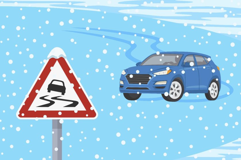 Рисунок машины на скользкой дороге