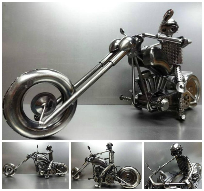 Скульптура мотоцикла из металла