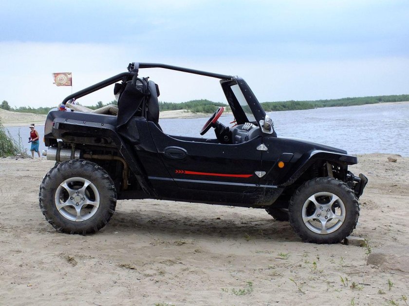 Квадроцикл с автомобильным рулем
