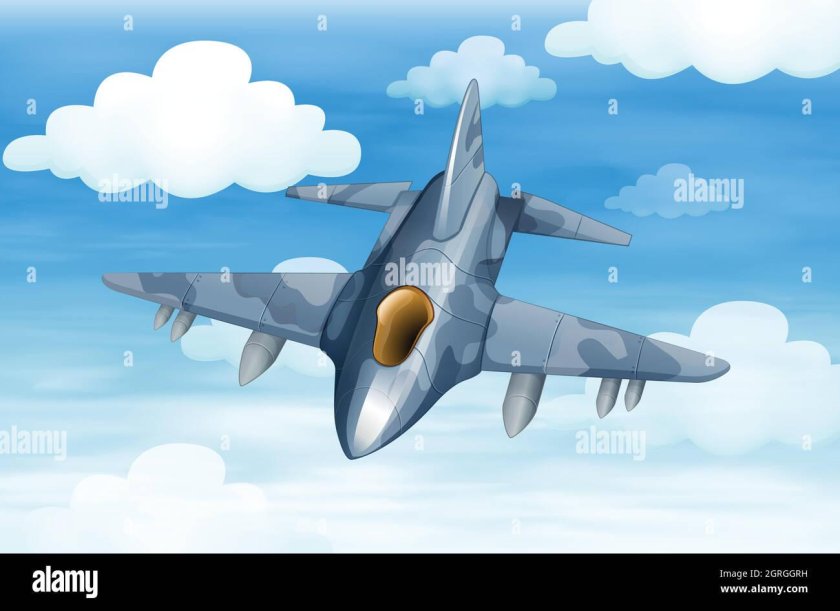 Военный самолет в небе вектор