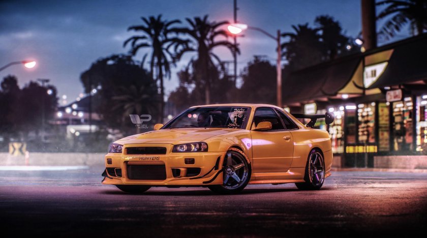 Nissan Skyline r34 GTR Yellow